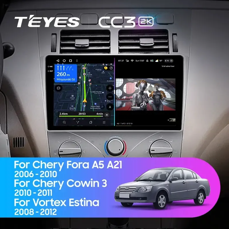 Комплект магнитолы TEYES CC3 2K 9.5" для Chery Fora (A21) A21 2006-2011