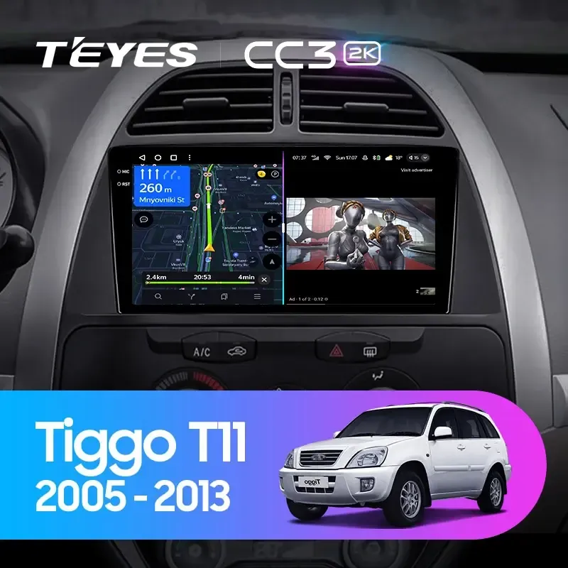 Комплект магнитолы TEYES CC3 2K 9.5" для Chery Tiggo (T11) 2005-2013