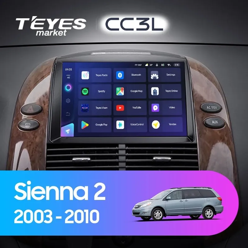 Комплект магнитолы TEYES CC3L 9.0" для Toyota Sienna
