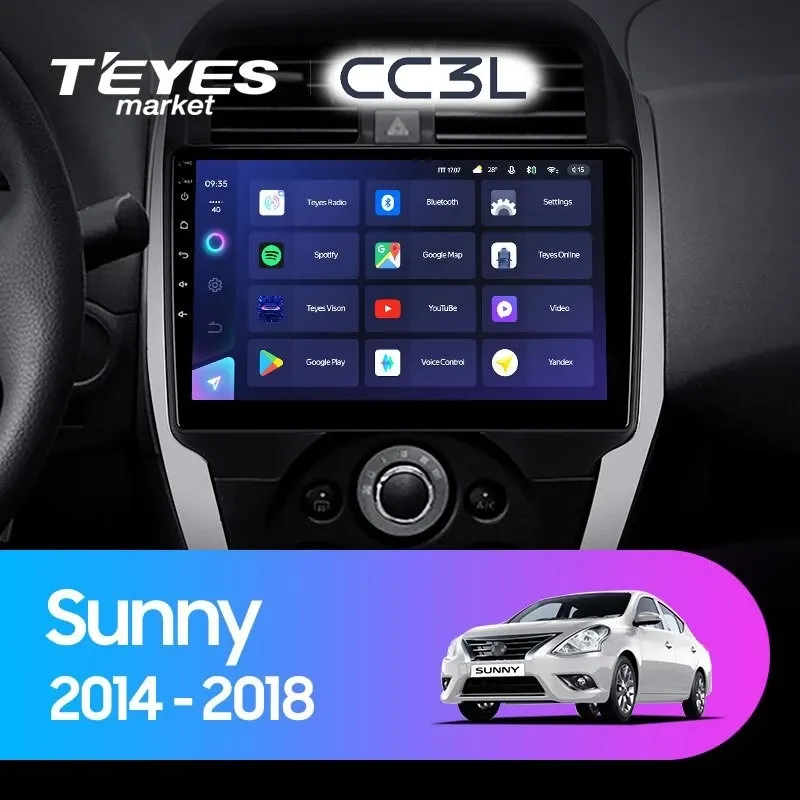 Комплект магнитолы TEYES CC3L 9.0" для Nissan Sunny