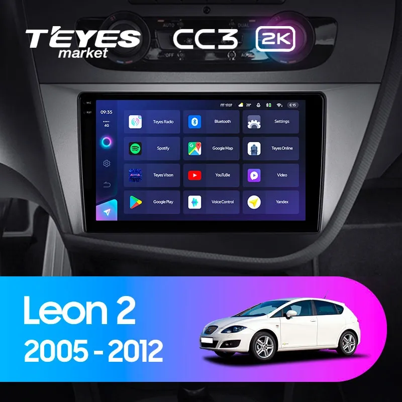 Магнитола CC3 2K 9.5" для SEAT Leon III 2012-2023