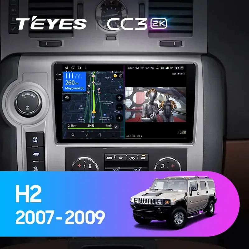 Комплект магнитолы TEYES CC3 2K 10.36" для Hummer H2 I рестайлинг 2007-2009 Комплект магнитолы TEYES CC3 2K 10.36" для Hummer H2 I рестайлинг 2007-2009