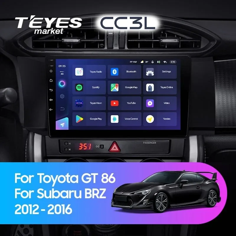 Комплект магнитолы TEYES CC3L 9.0" для Toyota GT86