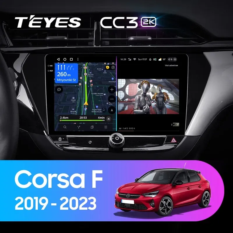 Комплект магнитолы TEYES CC3 2K 9.5" для Opel Corsa F 2019-2023 Комплект магнитолы TEYES CC3 2K 9.5" для Opel Corsa F 2019-2023