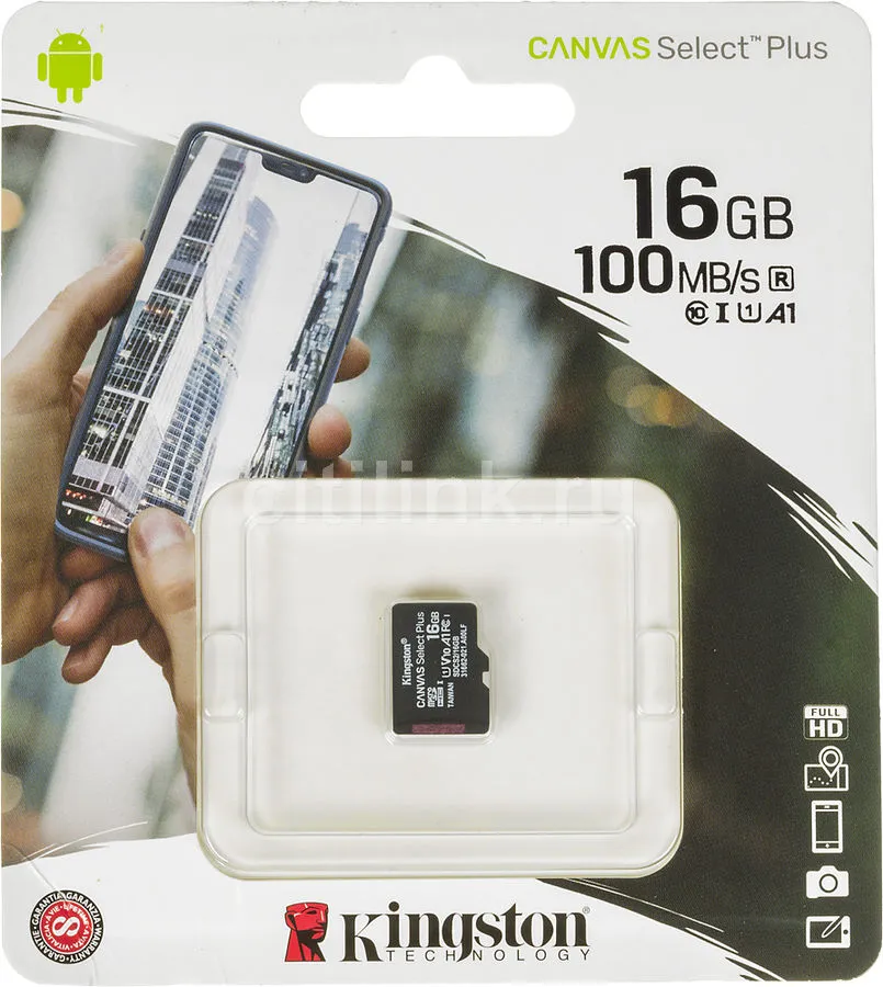 Карта памяти MicroSDHC UHS-I U1 KINGSTON Canvas Select Plus 16 ГБ - фото