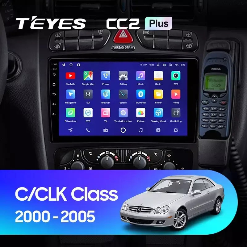 Комплект магнитолы TEYES CC2 Plus 9.0" для Mercedes-Benz C-класс W203/S203/CL203 2000-2004