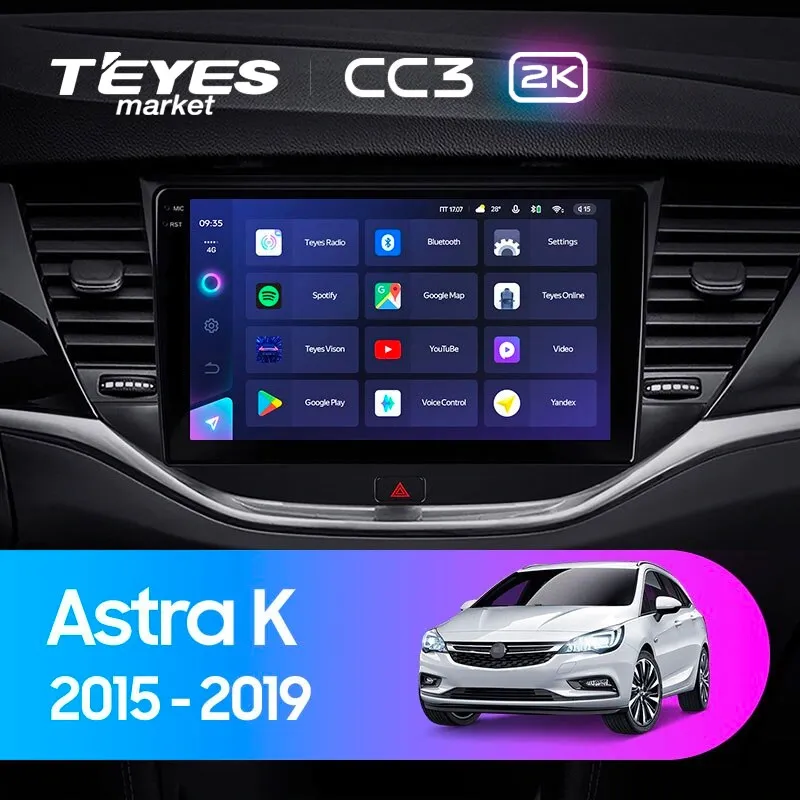 Комплект магнитолы TEYES CC3 2K 9.5" для Opel Astra K 2015-2019 Комплект магнитолы TEYES CC3 2K 9.5" для Opel Astra K 2015-2019
