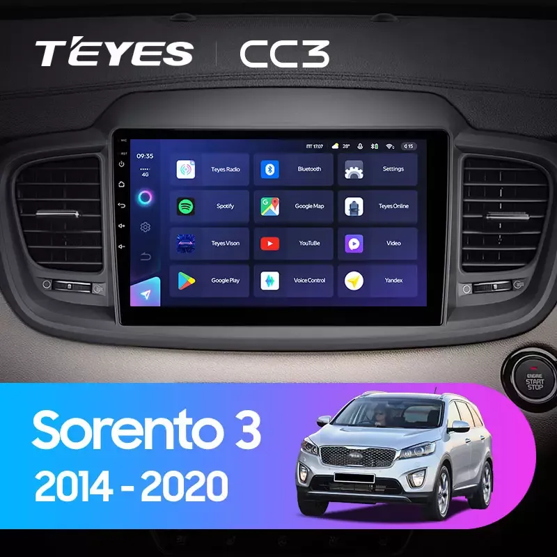 Комплект магнитолы TEYES CC3L 9.0" для Kia Sorento Prime