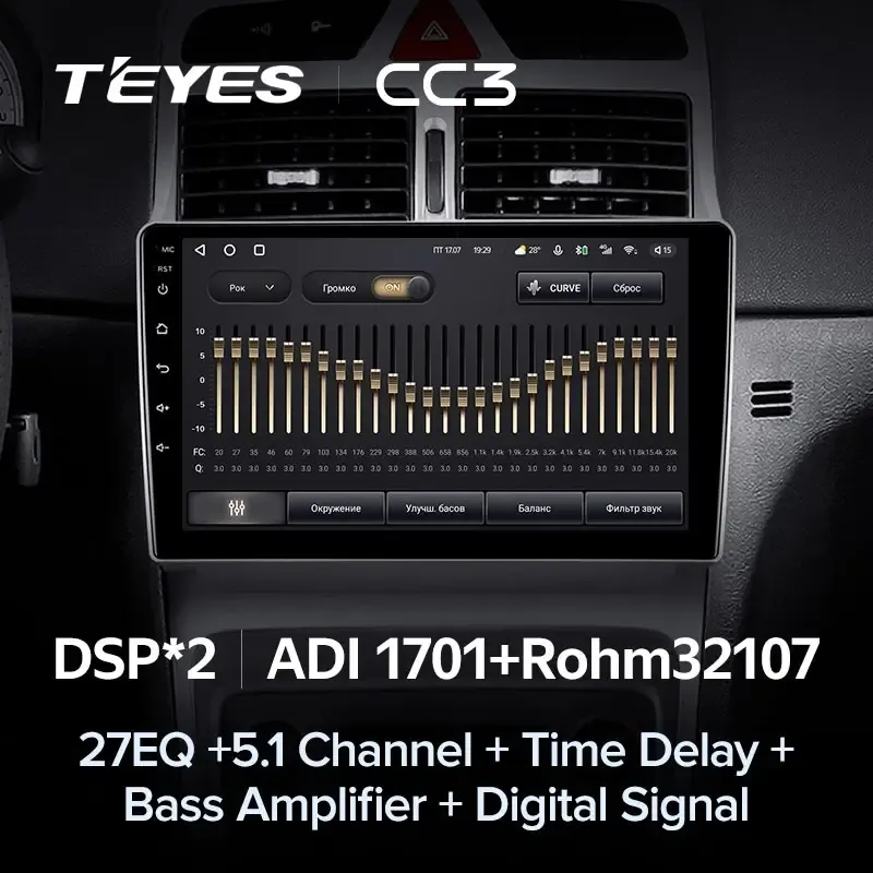 Комплект магнитолы TEYES CC3L 9.0" для Peugeot 307