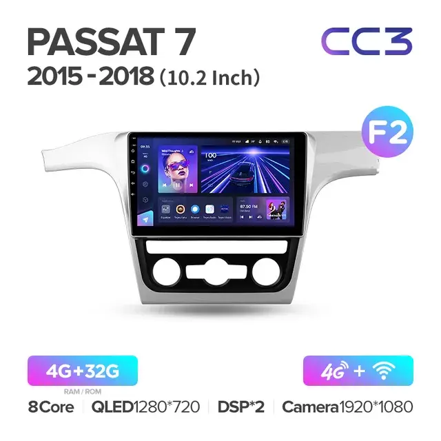 Комплект магнитолы TEYES CC3 9.0" для Volkswagen Passat B8 2014-2020