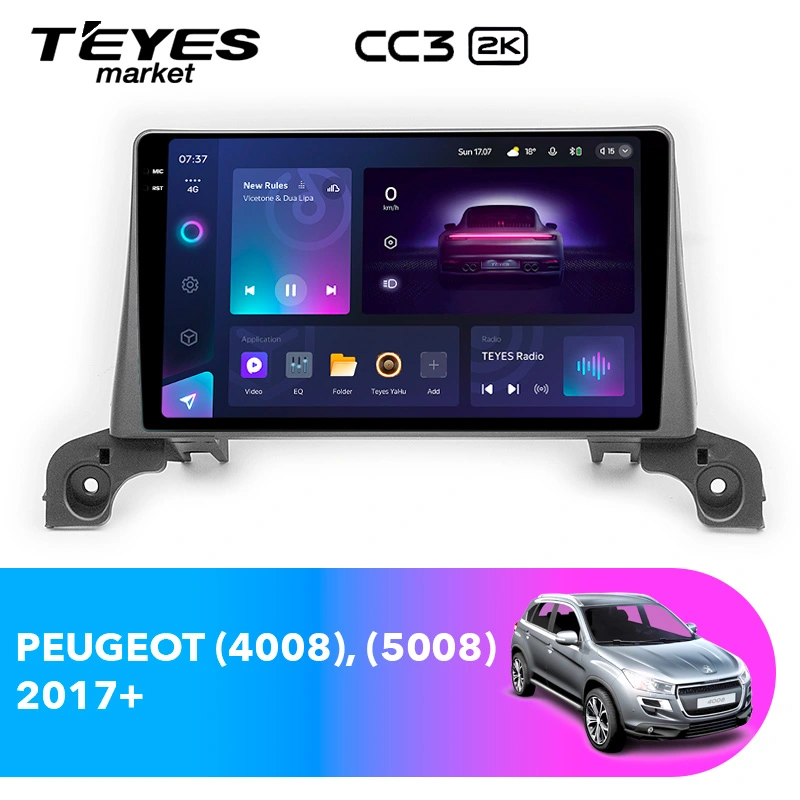 Комплект магнитолы TEYES CC3 2K 9.5" для Peugeot 5008 II 2017-2020