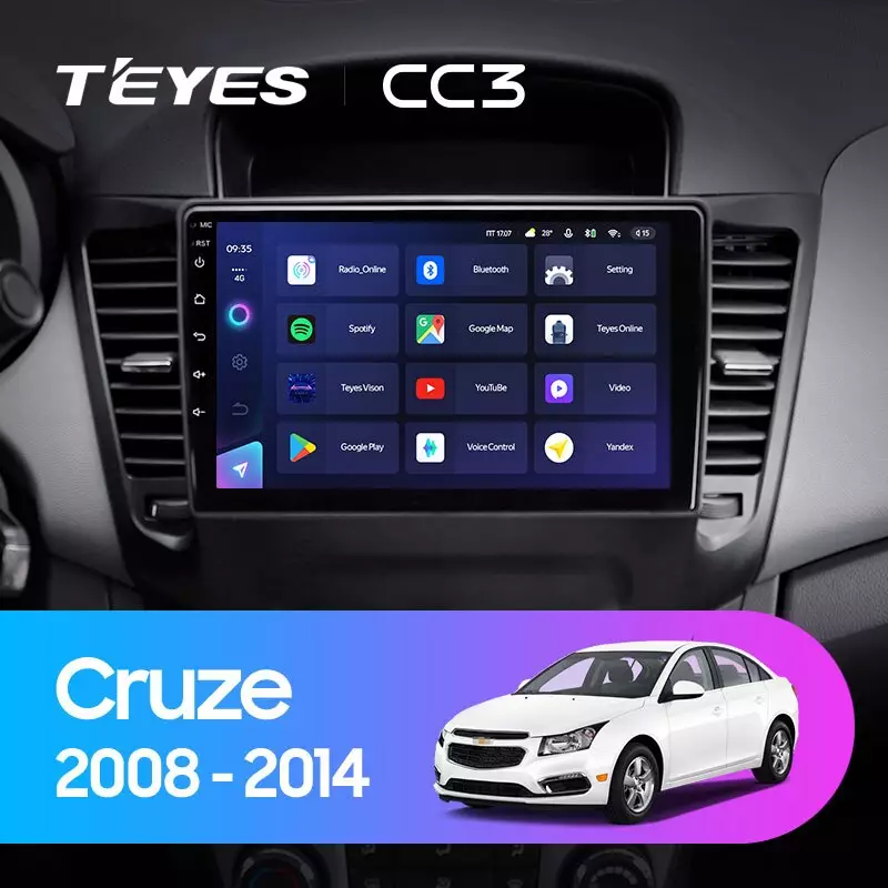 Комплект магнитолы TEYES CC3 9.0" для Chevrolet Cruze I 2009-2012