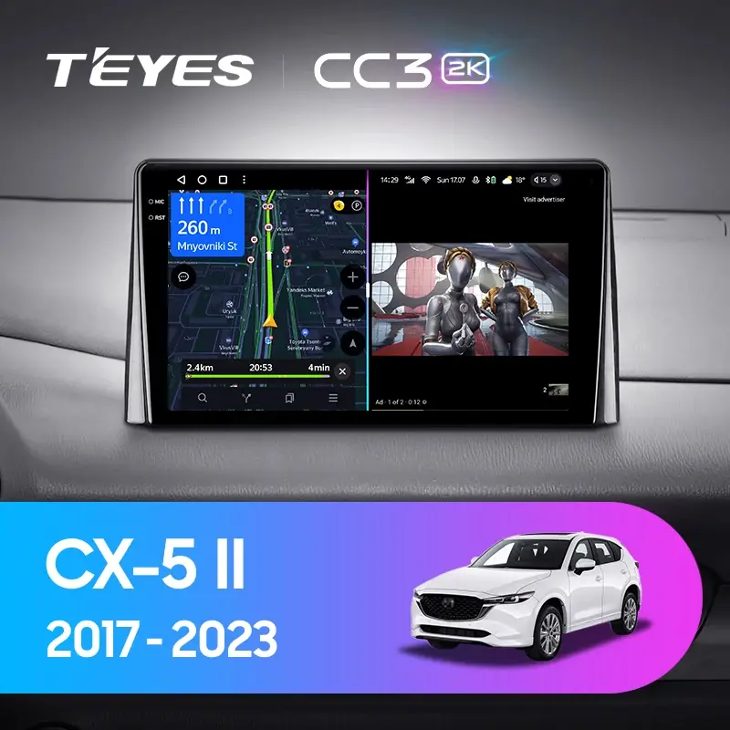 Комплект магнитолы TEYES CC3 2K 9.5" для Mazda CX-5 II 2017-2023