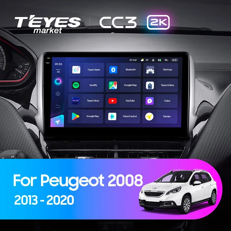 Комплект магнитолы TEYES CC3 2K 10.36" для Peugeot 2008 I 2013-2019