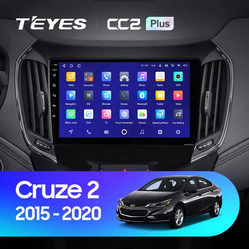 Комплект магнитолы TEYES CC2 Plus 9.0" для Chevrolet Cruze II 2015-2023