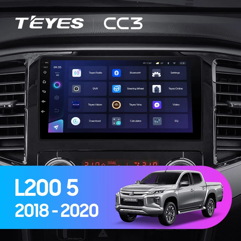 Комплект магнитолы TEYES CC3 9.0" для Mitsubishi L200 V рестайлинг 2018-2023