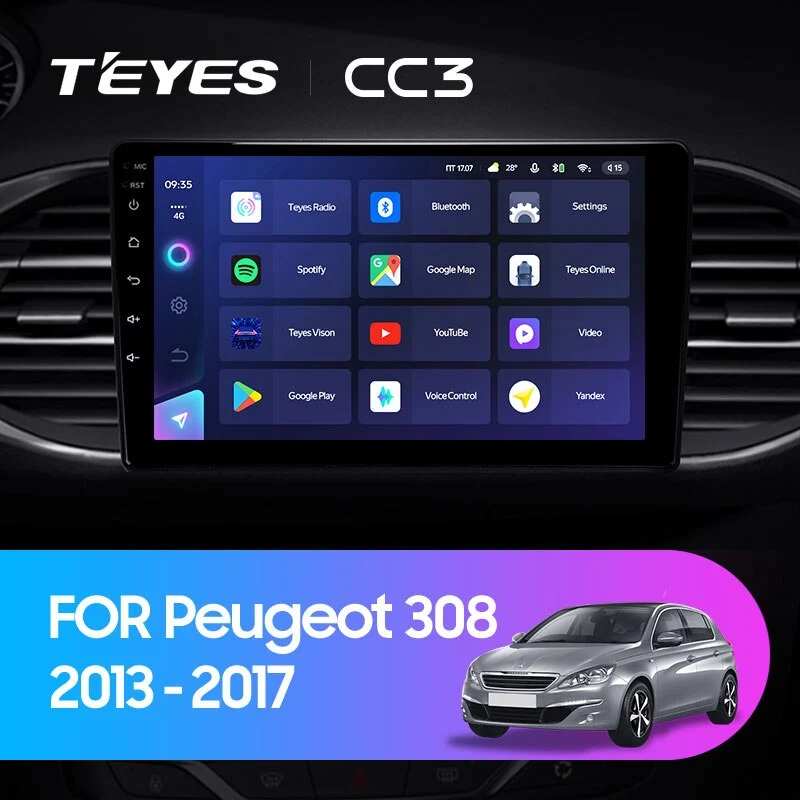 Комплект магнитолы TEYES CC3 9.0" для Peugeot 308 II 2013-2017