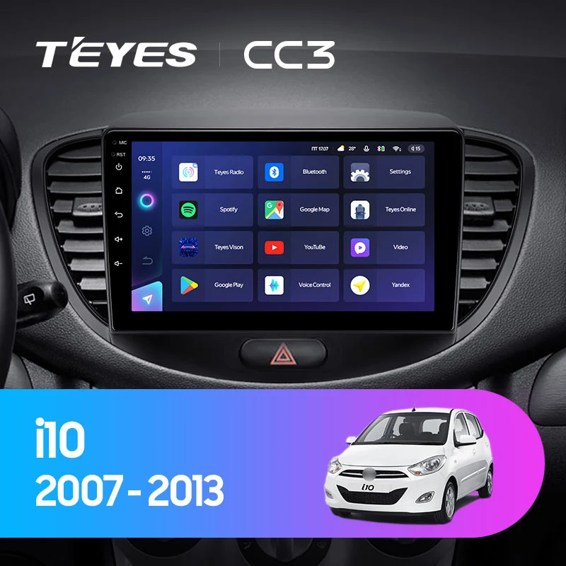 Комплект магнитолы TEYES CC3 9.0" для Hyundai i10 I 2007-2013
