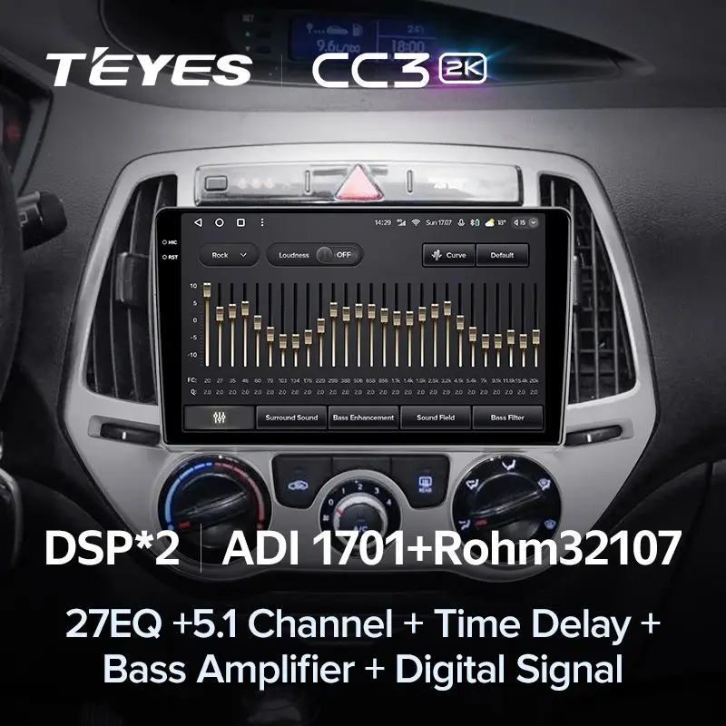 Комплект магнитолы TEYES CC3 2K 9.5" для Hyundai i20 2012-2014