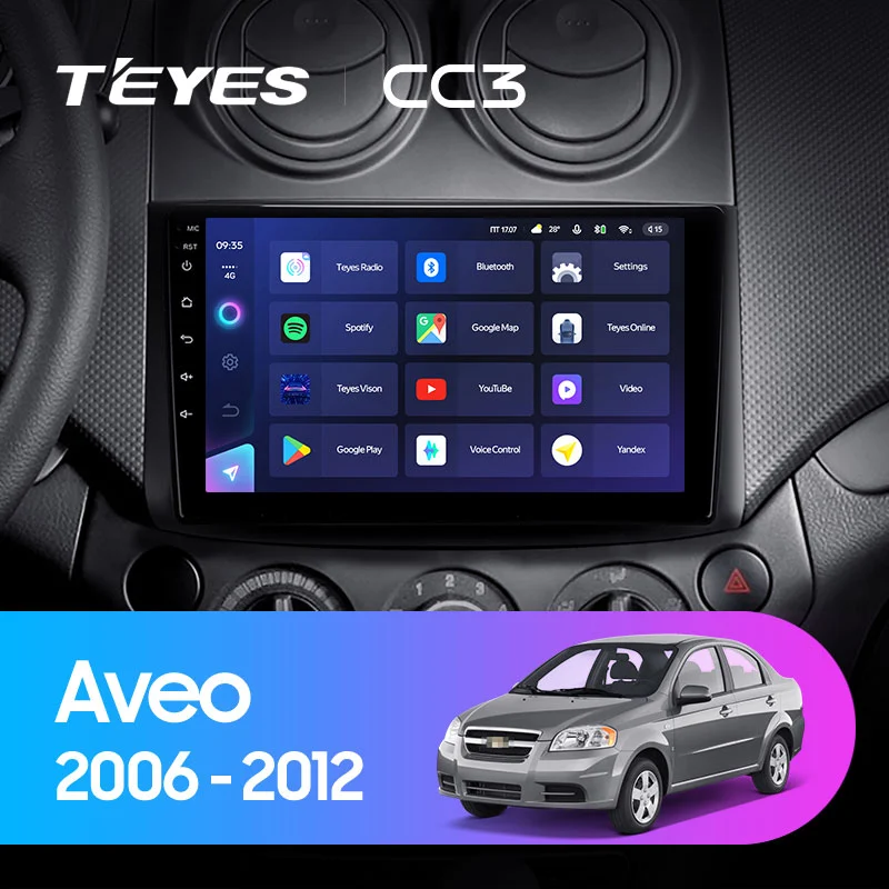 Комплект магнитолы TEYES CC3 9.0" для Chevrolet Aveo I рестайлинг 2006-2012