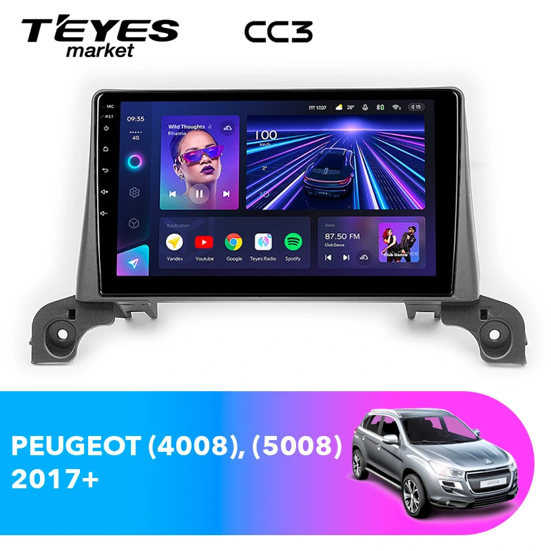 Комплект магнитолы TEYES CC3 9.0" для Peugeot 5008 II 2017-2020