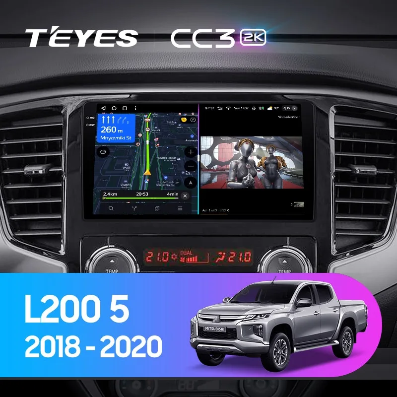Комплект магнитолы TEYES CC3 2K 10.36" для Mitsubishi L200 V рестайлинг 2018-2023