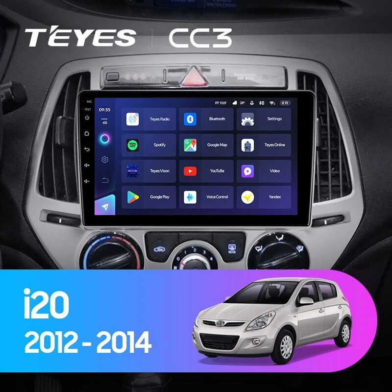 Комплект магнитолы TEYES CC3 9.0" для Hyundai i20 2012-2014