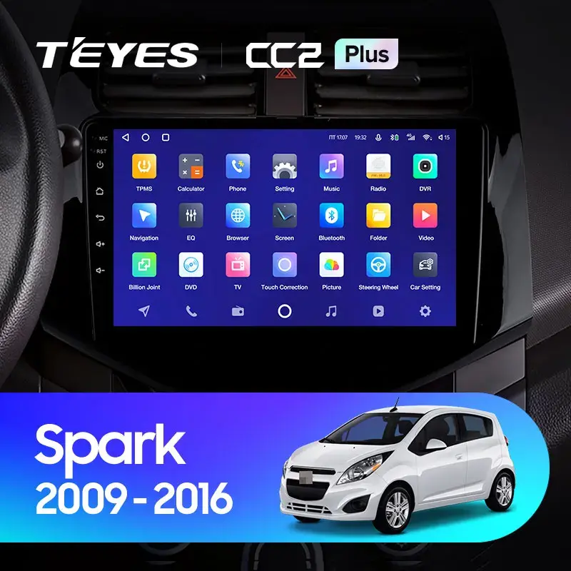 Комплект магнитолы TEYES CC2 Plus 9.0" для Chevrolet Spark M300 2009-2016