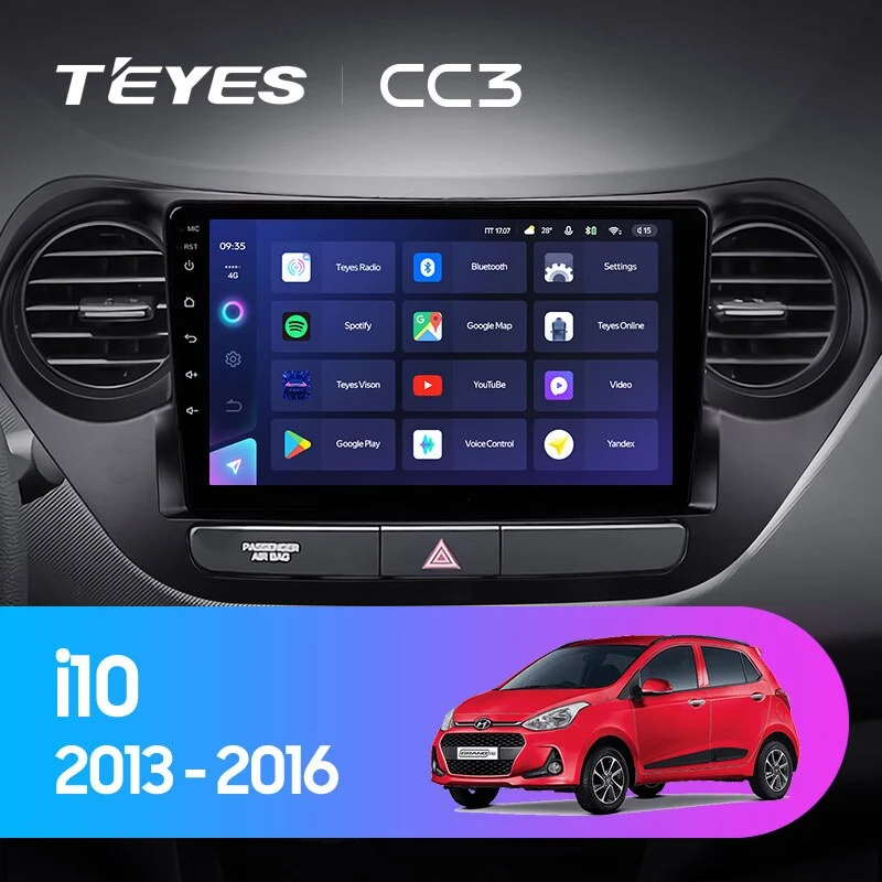 Комплект магнитолы TEYES CC3 9.0" для Hyundai i10 II 2013-2016