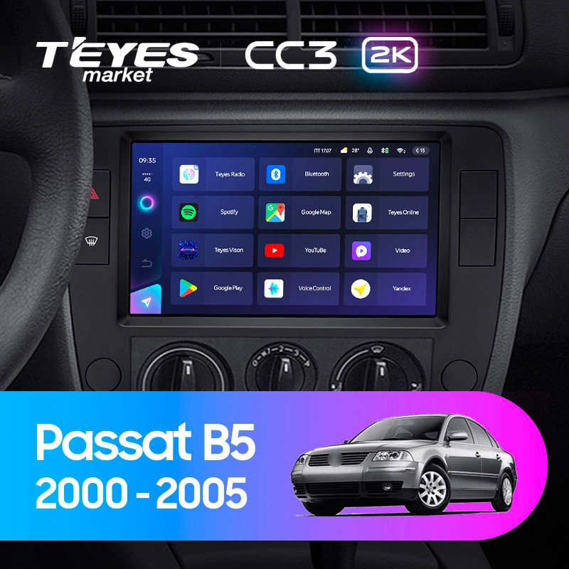 Магнитола CC3 2K 9.5" для Volkswagen Passat B5 рестайлинг 2000-2005