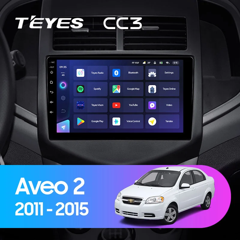 Комплект магнитолы TEYES CC3 9.0" для Chevrolet Aveo III 2018-2023