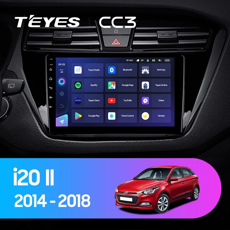 Комплект магнитолы TEYES CC3 9.0" для Hyundai i20 II 2014-2018
