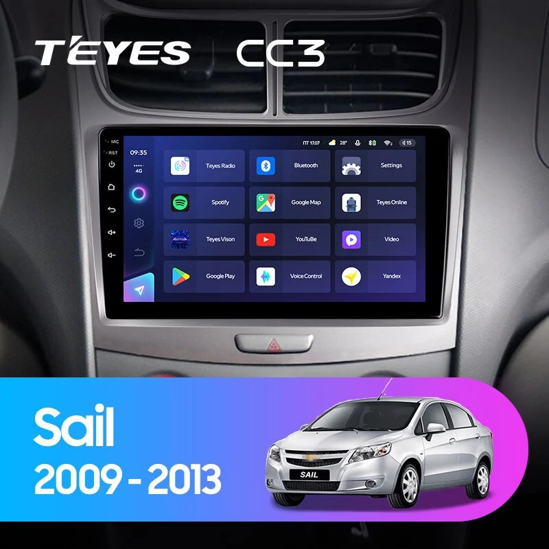 Комплект магнитолы TEYES CC3 9.0" для Chevrolet Sail 2009-2013