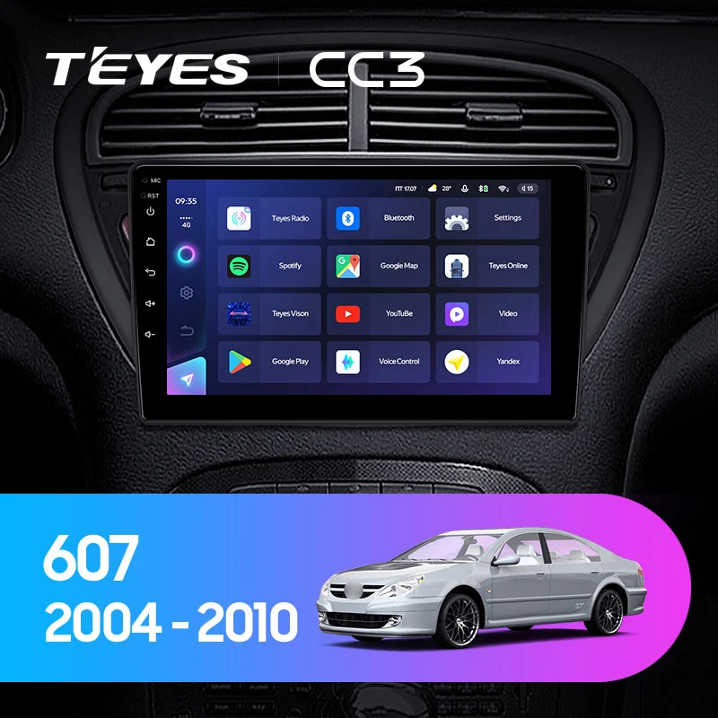 Комплект магнитолы TEYES CC3 9.0" для Peugeot 607 I 2000-2010